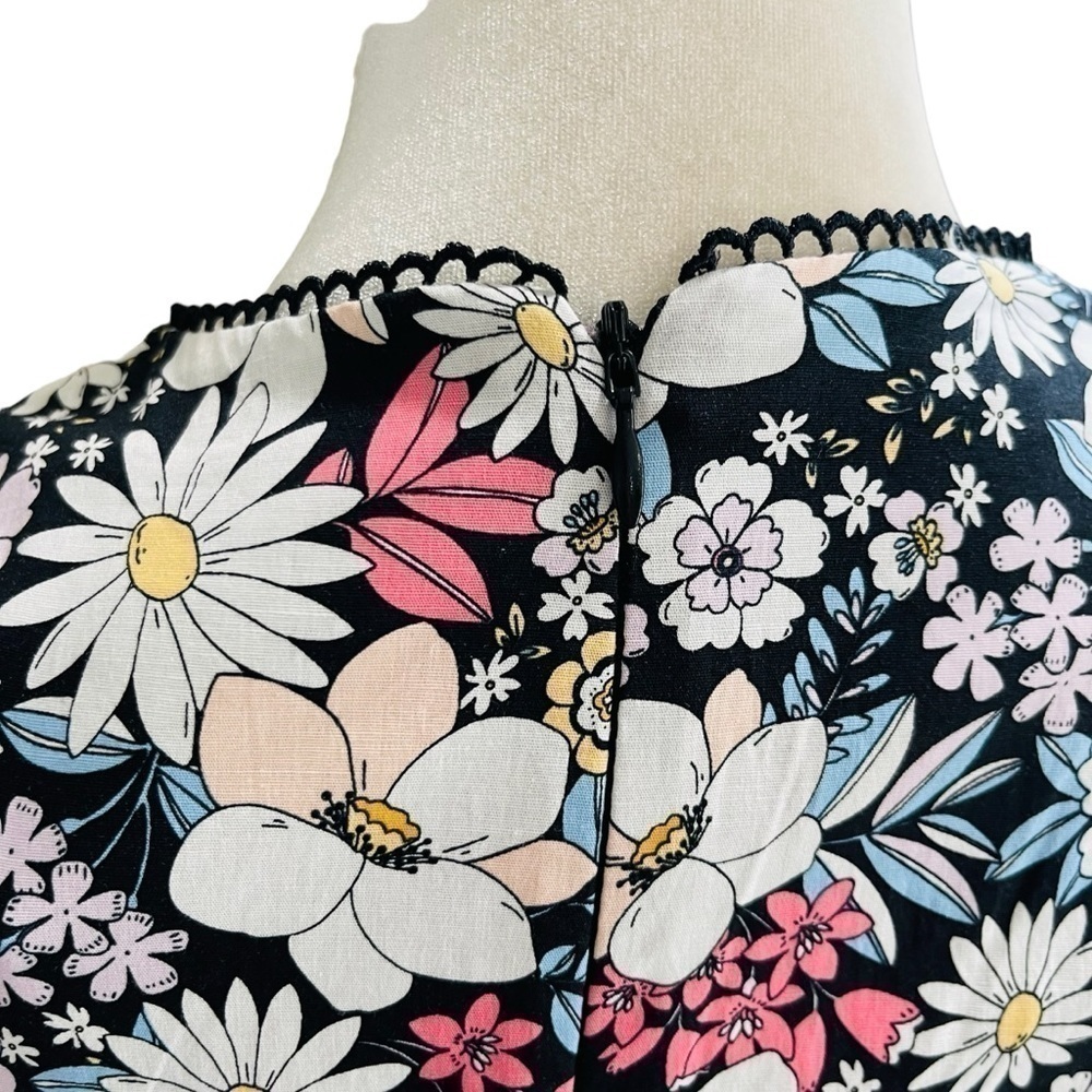 Rachel Parcell Size Small Black Floral Cotton Puff Sleeve Retro Minidress NWT - Picture 10 of 16